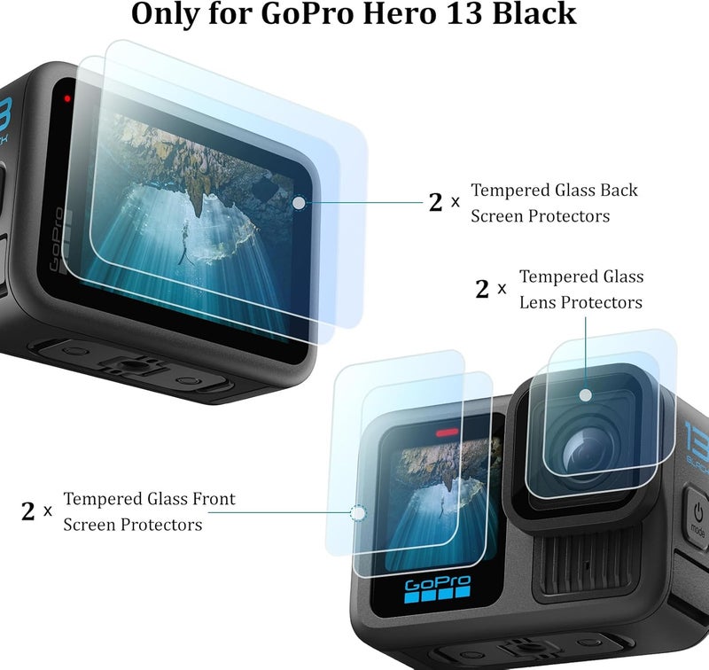 HSU Silicone Sleeve Case for GoPro Hero 13 Black, Battery Side Cover & Screen Protectors & Lens Caps & Lanyard, GoPro Hero 13 Black Accessories Kit - Image 5